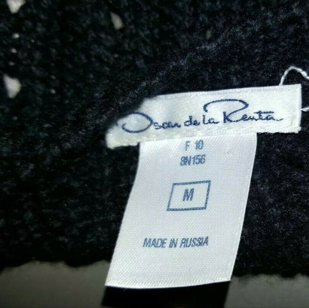 ❤️BUY2️⃣GET1️⃣🆓$1,900 OSCAR DE LA RENTA CASHMERE RED BOW RUNWAY HAND KNIT XS - Picture 7 of 8